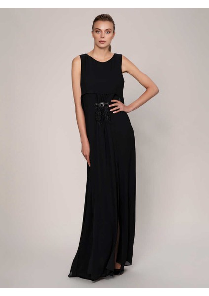 Toka Detaylı Maksi Boy Elbise Siyah K1911340_001 fırsatları