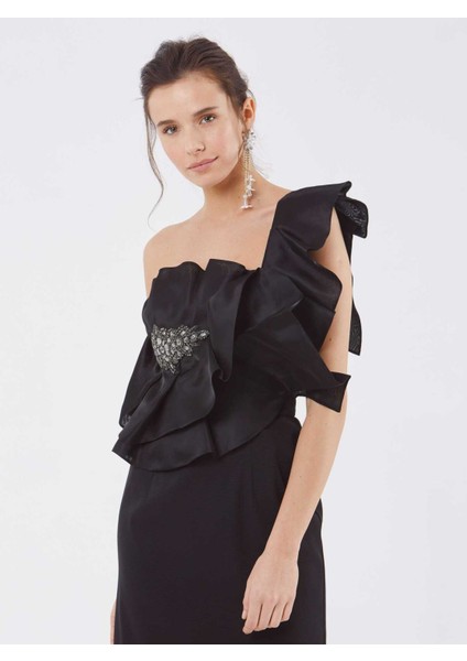 Tek Omuzlu Mini Abiye Elbise Siyah Y9911504_001 indirimleri