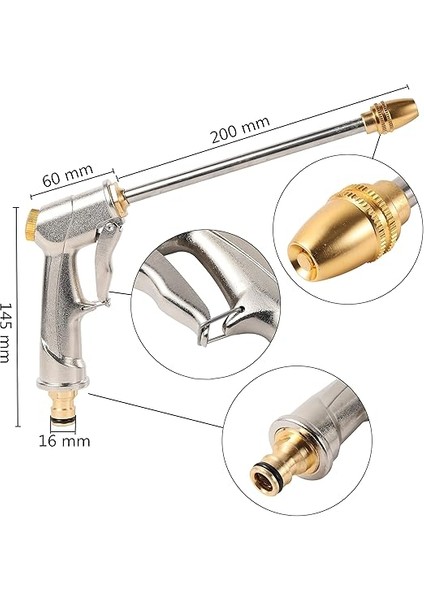Yüksek Su Basıncı Ayarlanabilir Uzun Şaft Paslanmaz Bahçe Oto Yıkama Sulama Tabancası fırsatları