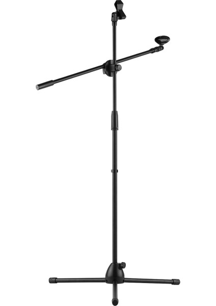 Mikrofon Tripod Stand Boom Zemin Modeli Ayarlanabilir Yükseklik Hafif Ağırlık Ağır Hizmet Kablolu Kablosuz Mikrofon Için Katlanabilir Canlı Ses Mic Klip Tutucularla Sahne Performansı Siyah