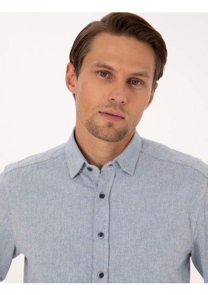 Erkek Mavi Regular Fit Uzun Kollu Gömlek 50312425-VR036 fiyatları