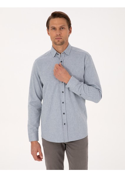 Erkek Mavi Regular Fit Uzun Kollu Gömlek 50312425-VR036 modelleri