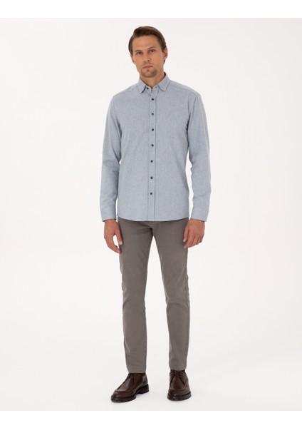 Erkek Mavi Regular Fit Uzun Kollu Gömlek 50312425-VR036 fırsatları