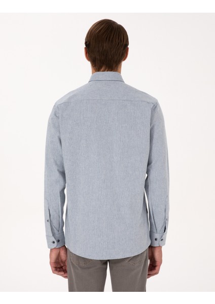 Erkek Mavi Regular Fit Uzun Kollu Gömlek 50312425-VR036 indirimleri