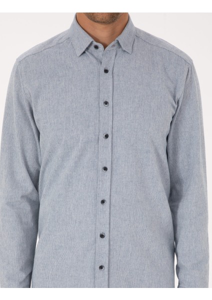 Erkek Mavi Regular Fit Uzun Kollu Gömlek 50312425-VR036