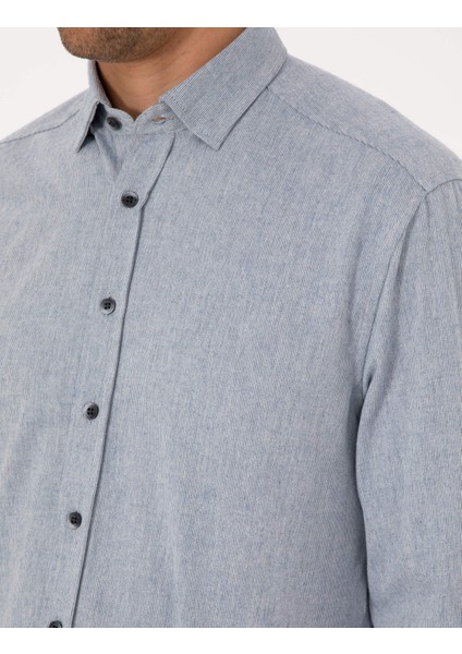 Erkek Mavi Regular Fit Uzun Kollu Gömlek 50312425-VR036