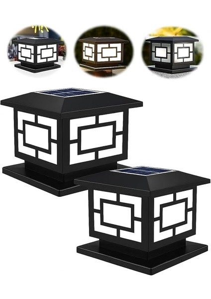 2 Adet Forlife Solar Güneş Enerjili 10W Set Üstü Bahçe Aydınlatması, Su Geçirmez, 3200K-6500K, Sütun Üzer Küp Armatür, 2 Modlu (Beyaz-Gün Işığı), Veranda, Çit, Bahçe Duvar, 165×110 mm modelleri