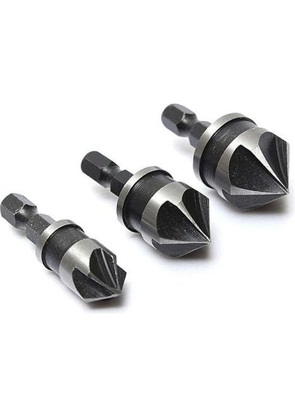 Tool Havşa Matkap Ucu 12 mm 16 mm 19 mm Ahşap Işleme Matkap Uçları 90 Derece Orta Delme Aleti 1/4 Inç Altıgen Şaft Ahşap ve Yumuşak Metal Için (3'lü Paket)