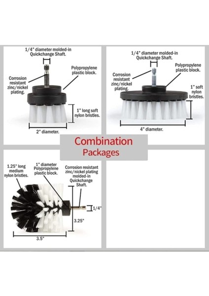 Matkap Temizlik Fırça Seti Banyo Mutfak Oto Jant Koltuk Halı Fayans Temizleme Fırça Kiti 3lü modelleri
