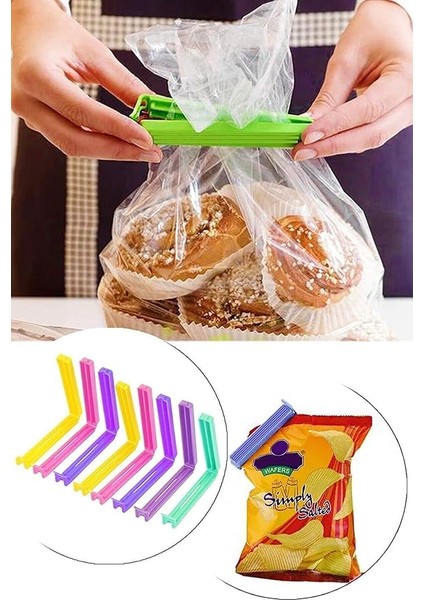 Çok Renkli Pratik Poşet Klipsi, Paket, Ambalaj, Torba, Çanta Kapatıcı Plastik Kilidi, Mandalı (Karışık 8 Adet) fiyatları