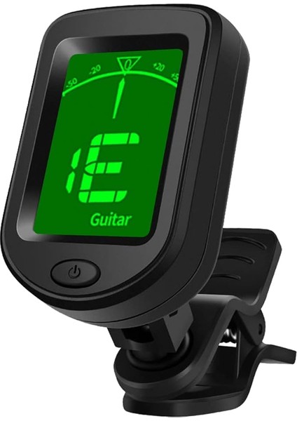 Gitar Tuner, T-02 Gitar Akort Cihazı, Klipsli Kromatik Dijital Tuner LCD Ekran, Akustik Gitar Ukulele Keman Için Mini Boyut Tuner