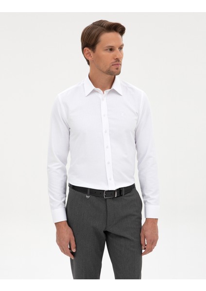 Erkek Beyaz Slim Fit Uzun Kollu Gömlek 50312340-VR013 modelleri