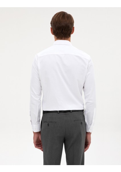 Erkek Beyaz Slim Fit Uzun Kollu Gömlek 50312340-VR013 indirimleri