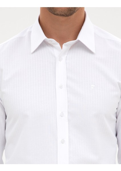 Erkek Beyaz Slim Fit Uzun Kollu Gömlek 50312340-VR013