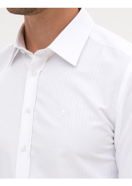 Erkek Beyaz Slim Fit Uzun Kollu Gömlek 50312340-VR013