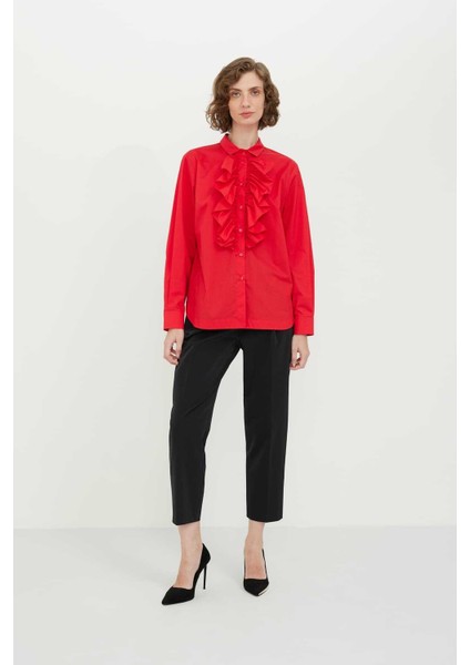 Yakası Fiyonklu Kadın Gömlek Kırmızı K2313561_006