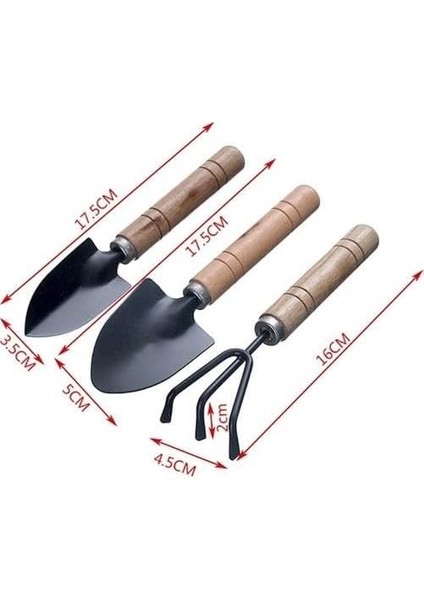 Parça Bahçe Dikme Seti Mini Saksı Hobi Seti Ahşap Saplı 18 cm Kürek Tırmık Seti fiyatları