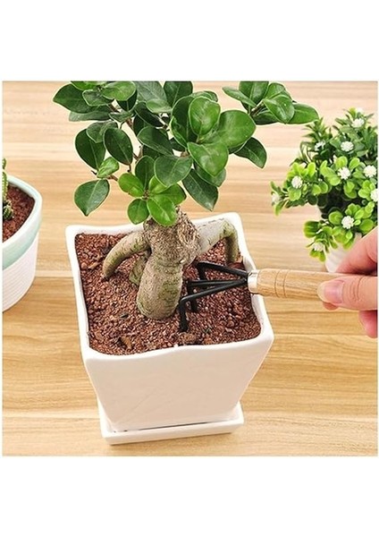 Parça Bahçe Dikme Seti Mini Saksı Hobi Seti Ahşap Saplı 18 cm Kürek Tırmık Seti fırsatları