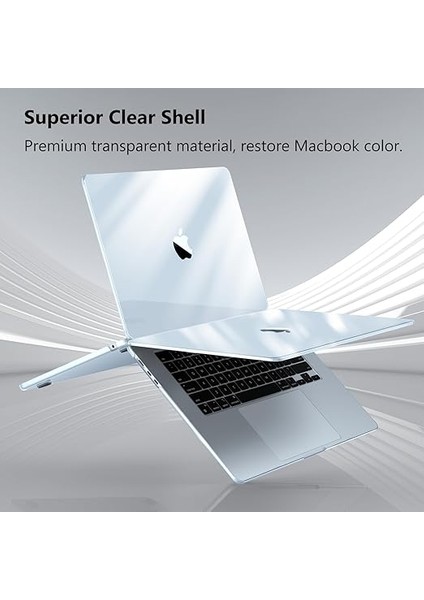 MacBook Air 15 Inç M4 M3 M2 A3241 A3114 A2941 (2025-2023) ile Uyumlu, Ultra Ince Sert Kapaklı Koruyucu Kılıf Snap Case MacBook Air 15" Retina ile Uyumlu, Gök Mavisi fırsatları