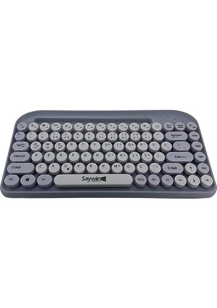 Bluetooth Klavye Renkli Retro Kablosuz Klavye Daktilo Görünümlü Tuş Tasarımı Şık ve Kullanışlı Telefon Koyma Gözü Pilli Türkçe Q Klavye Sw-05 (Mor) indirimleri