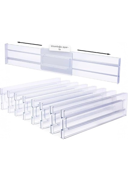 Şeffaf Akrilik Teleskopik Ayarlanabilir Çekmece Bölücü – Mutfak, Banyo ve Ofis Için Organizer Düzenleyici Set fiyatları