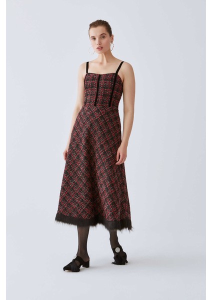 Askılı Tüy Detaylı Uzun Elbise Standart Renk K2011064_089 fiyatları