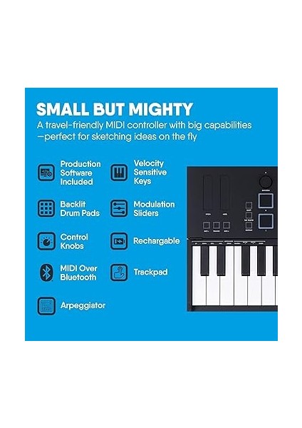 Fc-25 Katlanabilir Midi-Otb Klavye Kontrol Cihazı, 25 Tuş, 8 Arkadan Aydınlatmalı Davul Pedi Inc Cubase Le Oem & Cubase Le Oem Ios Daw Yazılımı modelleri