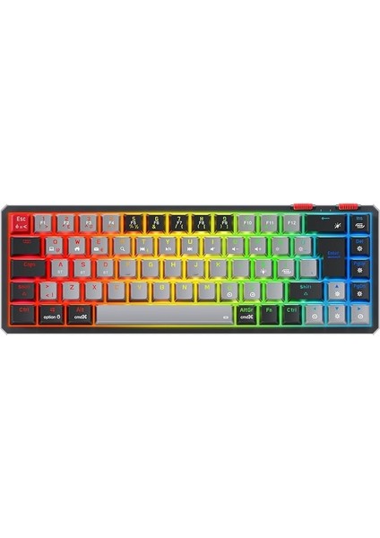 Yoru Mini Pro 2.4ghz+Bt5.0+Type-C Bağlantı Red Switch Rgb Mekanik Gaming Oyuncu Klavye Q Tr Hot Swap