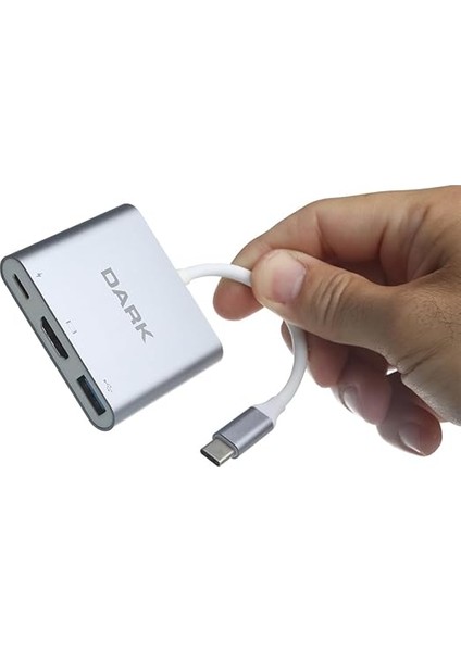 3in1 Usb3.1 Type C Erkek - USB 3.0 / HDMI Dönüştürücü (4k UHD 60Hz) / USB 3.1 Type C Şarj Dönüştürücü (DK-AC-U31X32) fiyatları