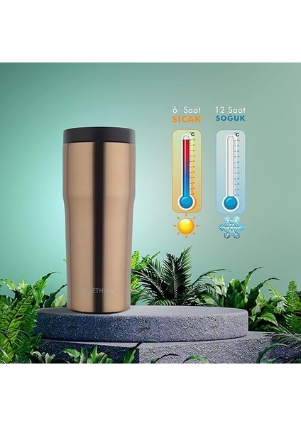 Sızdırmaz Vakumlu Çıft Katmanlı Çelik Bardak Termos 480 ml 6 Saat Sıcak / 12 Saat Soğuk - Bronz fiyatları