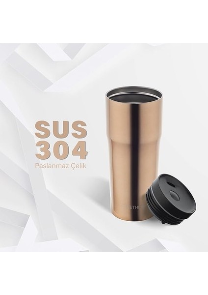 Sızdırmaz Vakumlu Çıft Katmanlı Çelik Bardak Termos 480 ml 6 Saat Sıcak / 12 Saat Soğuk - Bronz modelleri