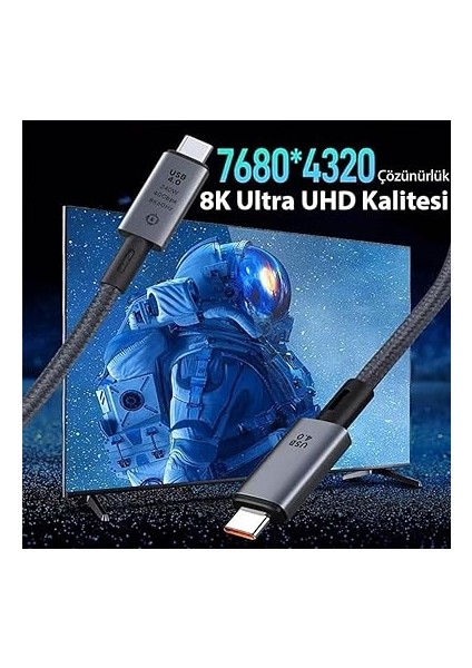 40GBPS 240W 4.0 Thunderbolt Type-C To Type-C Şarj, Data ve 8k 60Hz Görüntü Aktarım Kablosu Tip C 2 Metre CZ855 fiyatları