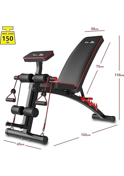 By Voit D208 Katlanabilir Kol Dayamalı Incline/decline Ayarlanabilir Sırt Açılı Lastik Kordlu Mekik ve Ağırlık Sehpası fiyatları