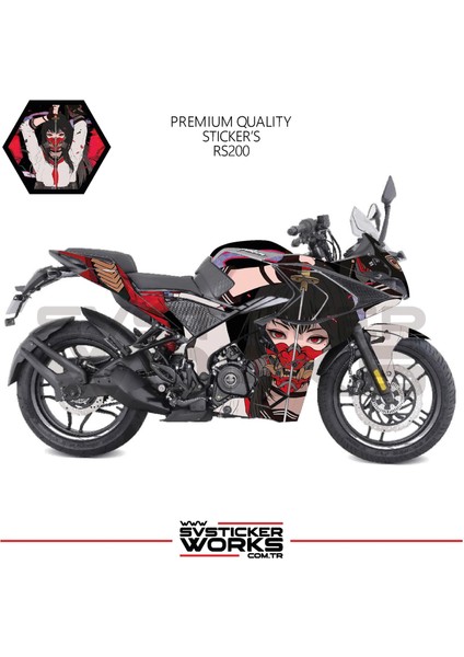 Bajaj RS200 Kaplama Sticker Katana Girl Motor Kaplama Modeli Hazır Kit