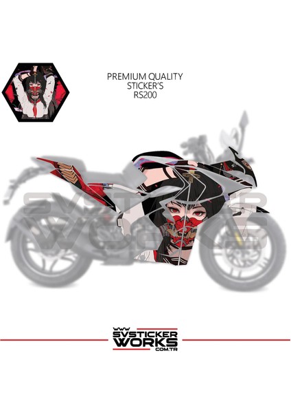 Bajaj RS200 Kaplama Sticker Katana Girl Motor Kaplama Modeli Hazır Kit fiyatları