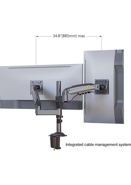 North Bayou Nb H180 17-27" Çift Kol 2-9 kg Amortisörlü Monitör Standı indirimleri
