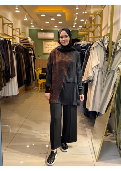 3005 Jakar Desenli Asimetrik Cupra Tunik