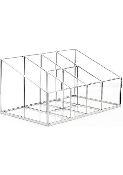 Crea Designs 25X15X12CM Organizer Fırçalık Gümüş Cam Makyaj Takı Aksesuar Parfüm Kutusu modelleri