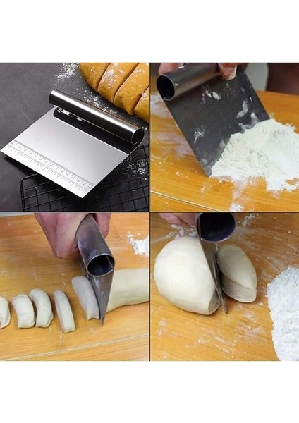 Paslanmaz Çelik Hamur Kesme ve Kazıyıcı Spatula Ölçü Çizgili Pasta Kek Kesici Aparat fiyatları
