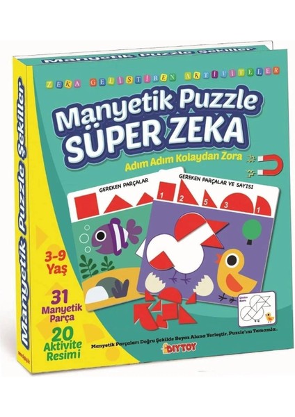 Manyetik Puzzle - Super Zeka / 31 Parça Puzzle / 3-9 Yaş