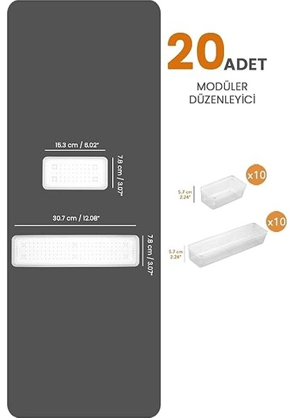 Home 20'li Modüler Set Kaşıklık Çekmece Içi Düzenleyici Çatal Kaşık Bıçak Düzenleme Organizeri Şeffaf modelleri