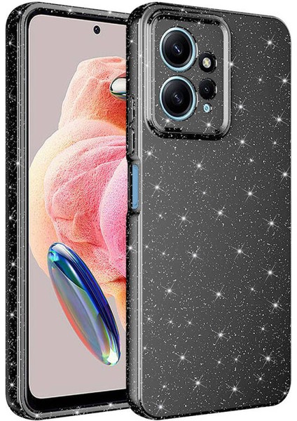 Xiaomi Redmi Note 12 4g Kılıf Kamera Korumalı Simli Lüks Tkdw Koton Kapak-Gri