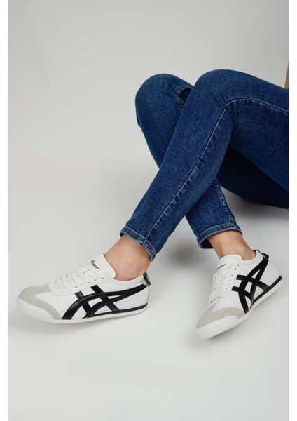 E-2006-2054 Beyaz Siyah Unisex Sneaker Spor Ayakkabı