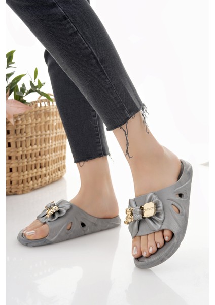 Kadın Terlik Siyah Kaydırmaz Su Geçirmez Şık Ev Dışarı Plaj Yazlık Günlük Terlik