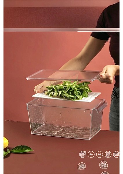 Lüks 3'lü Süzgeçli Kapaklı Buzdolabı Düzenleyici | Saklama Kabı | Dolap Içi Düzenleyici Organizer | modelleri