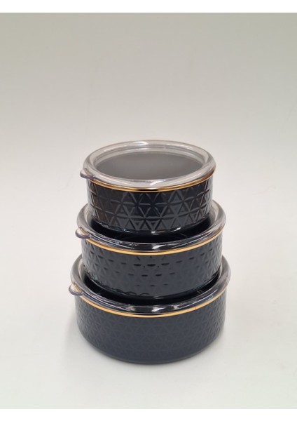 Emaye Saklama Kabı 14-16-18 cm Siyah
