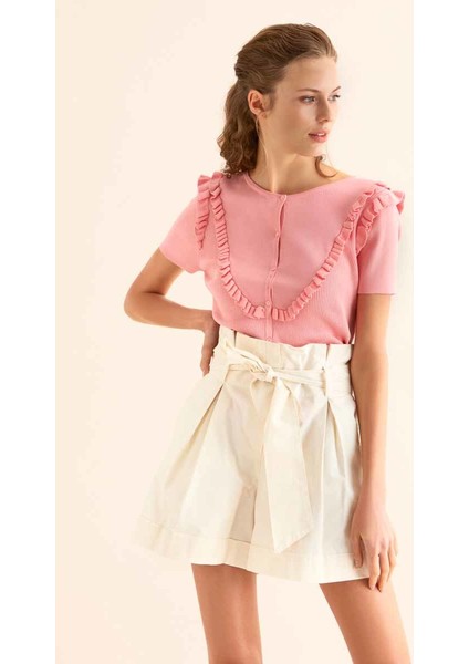 Kuşaklı Kadın Şort Kemik Y9912604_019 fiyatları