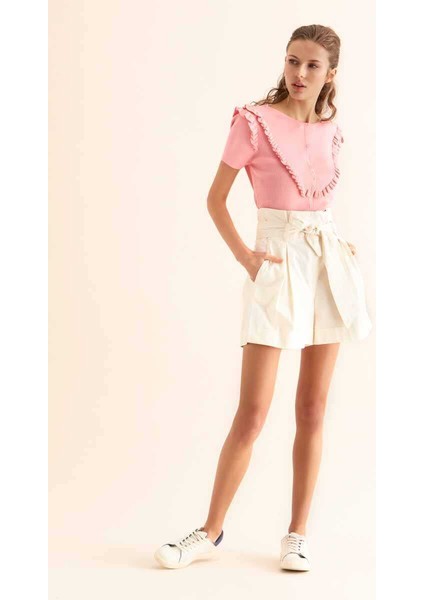 Kuşaklı Kadın Şort Kemik Y9912604_019 fırsatları