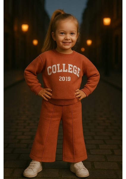 Yeni Sezon Kız Çocuk Ispanyol Paça Alt - Üst Eşofman Takım