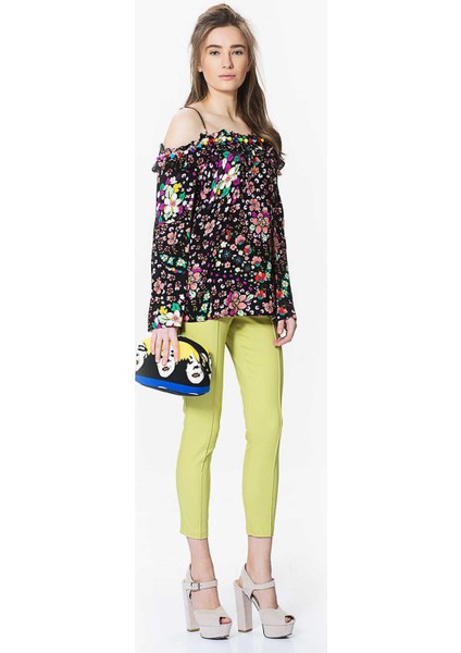 Çizgi Detaylı Kadın Pantolon Fıstık Yeşili Y9912015_042